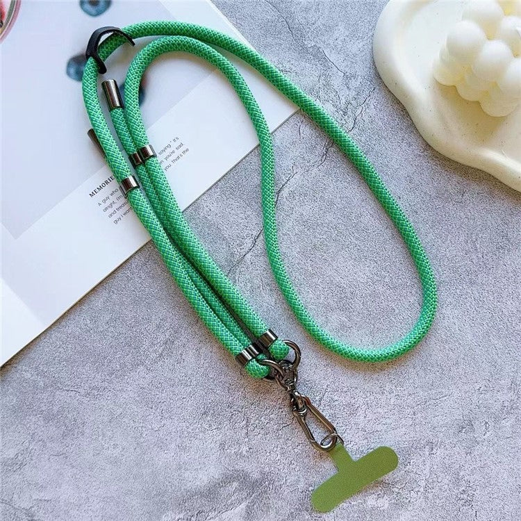 8mm Thick Adjustable Phone Lanyard Twill Pattern Neck Strap with Tether Tab, Total Length: 140cm - Green