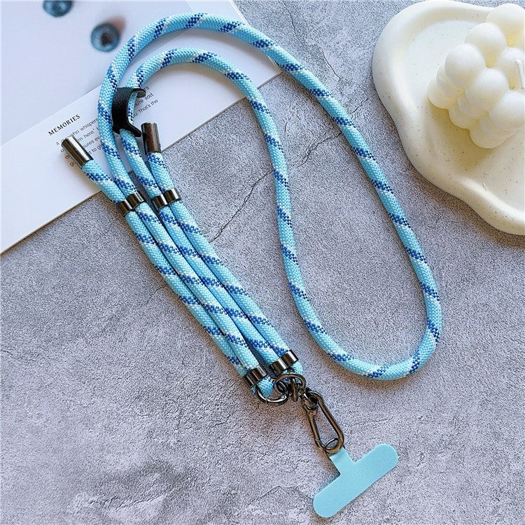 8mm Thick Adjustable Phone Lanyard Twill Pattern Neck Strap with Tether Tab, Total Length: 140cm - Baby Blue