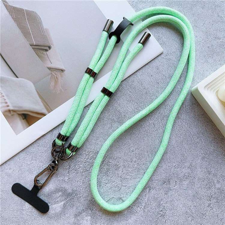 8mm Thick Phone Lanyard Adjustable Crossbody Rope Charm with Tether Tab, Total Length: 140cm - Light Green