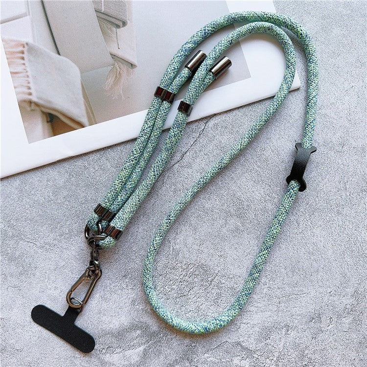 8mm Thick Phone Lanyard Adjustable Crossbody Rope Charm with Tether Tab, Total Length: 140cm - Cyan