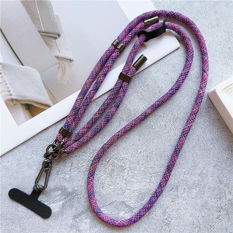 8mm Thick Phone Lanyard Adjustable Crossbody Rope Charm with Tether Tab, Total Length: 140cm - Plum Purple