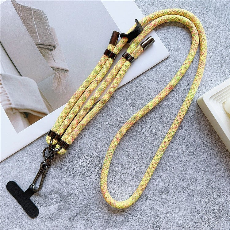 8mm Thick Phone Lanyard Adjustable Crossbody Rope Charm with Tether Tab, Total Length: 140cm - Yellow