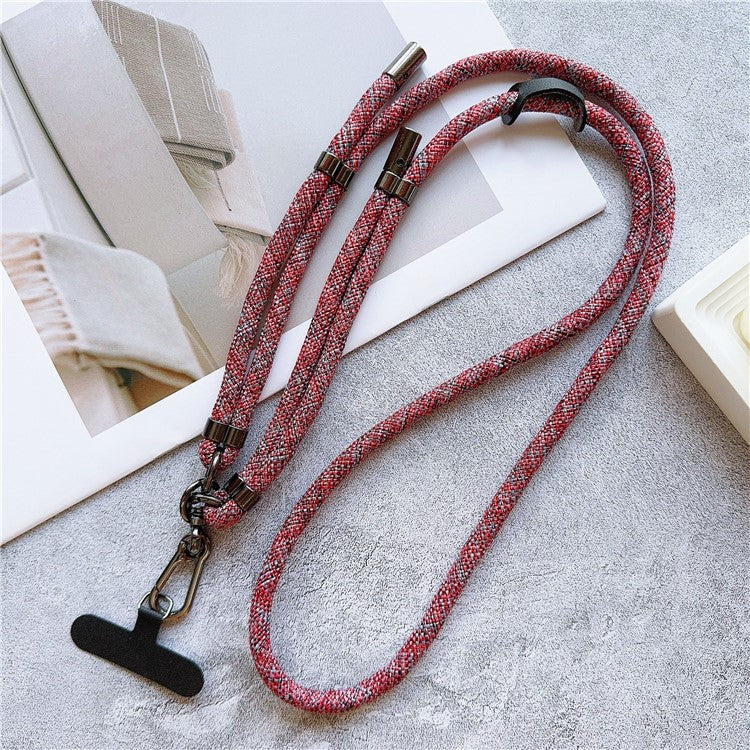 8mm Thick Phone Lanyard Adjustable Crossbody Rope Charm with Tether Tab, Total Length: 140cm - Jujube Red