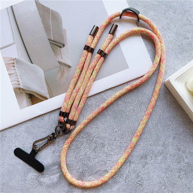 8mm Thick Phone Lanyard Adjustable Crossbody Rope Charm with Tether Tab, Total Length: 140cm - Orange