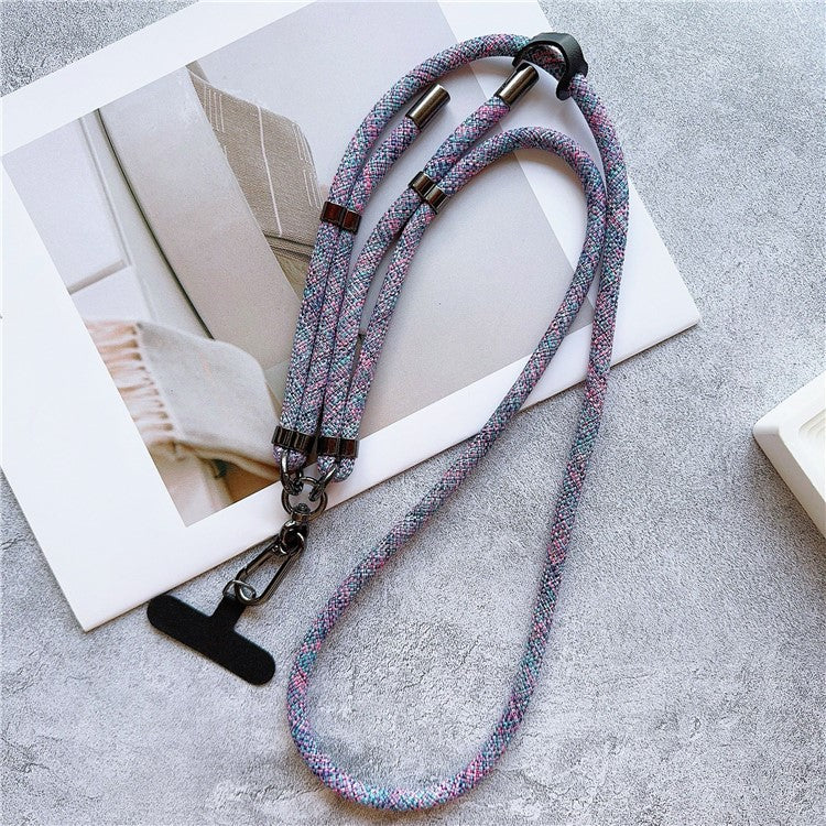 8mm Thick Phone Lanyard Adjustable Crossbody Rope Charm with Tether Tab, Total Length: 140cm - Purple