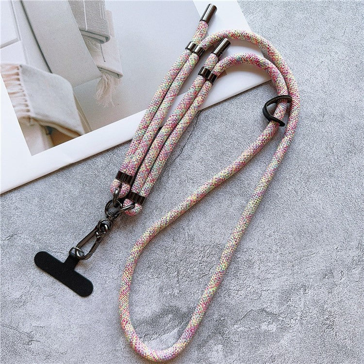 8mm Thick Phone Lanyard Adjustable Crossbody Rope Charm with Tether Tab, Total Length: 140cm - Colorful