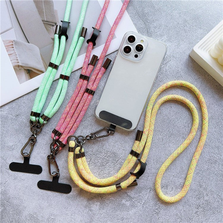 8mm Thick Phone Lanyard Adjustable Crossbody Rope Charm with Tether Tab, Total Length: 140cm - Colorful