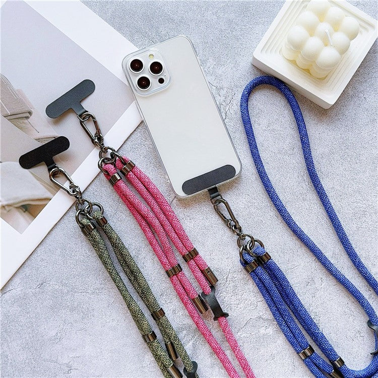 8mm Thick Phone Lanyard Adjustable Crossbody Rope Charm with Tether Tab, Total Length: 140cm - Colorful