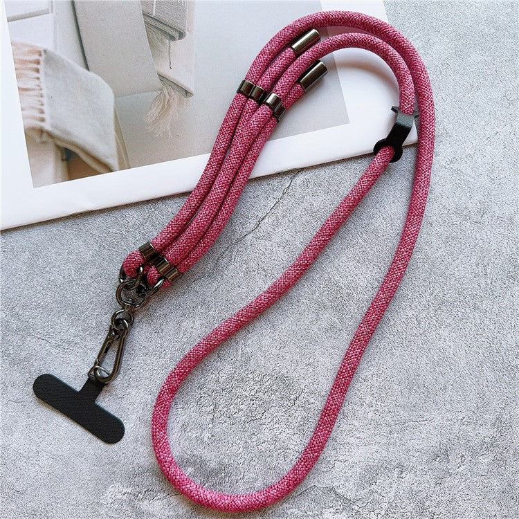 8mm Thick Phone Lanyard Adjustable Crossbody Rope Charm with Tether Tab, Total Length: 140cm - Wine Red