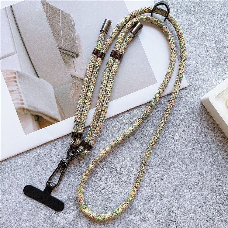 8mm Thick Phone Lanyard Adjustable Crossbody Rope Charm with Tether Tab, Total Length: 140cm - Grey Yellow