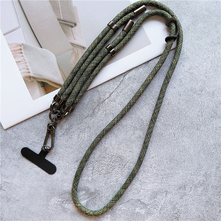 8mm Thick Phone Lanyard Adjustable Crossbody Rope Charm with Tether Tab, Total Length: 140cm - Blackish Green