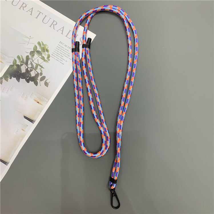 Crossbody Cell Phone Lanyard 6mm Thick Nylon Adjustable Strap with Tether Tab, Total Length: 150cm - Blue+Purple+Orange