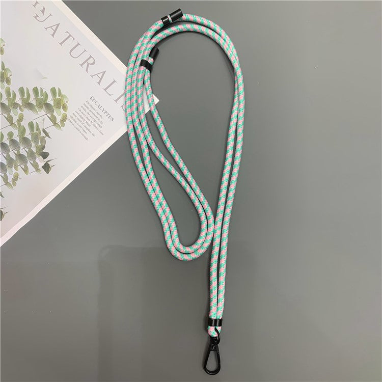 Crossbody Cell Phone Lanyard 6mm Thick Nylon Adjustable Strap with Tether Tab, Total Length: 150cm - Pink+Green