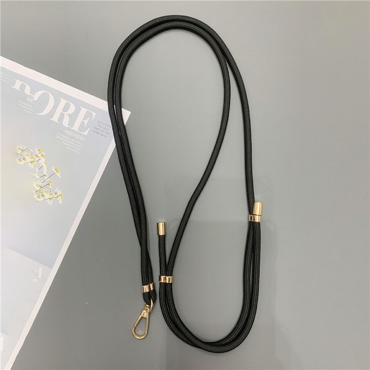 6mm Thick Rope Phone Lanyard Quick-Release Nylon Adjustable Strap with Tether Tab, Total Length: 150cm - Black