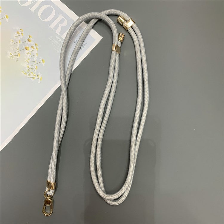 6mm Thick Rope Phone Lanyard Quick-Release Nylon Adjustable Strap with Tether Tab, Total Length: 150cm - Grey