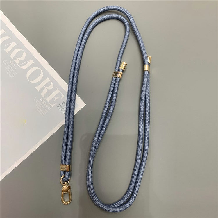 6mm Thick Rope Phone Lanyard Quick-Release Nylon Adjustable Strap with Tether Tab, Total Length: 150cm - Grey Blue