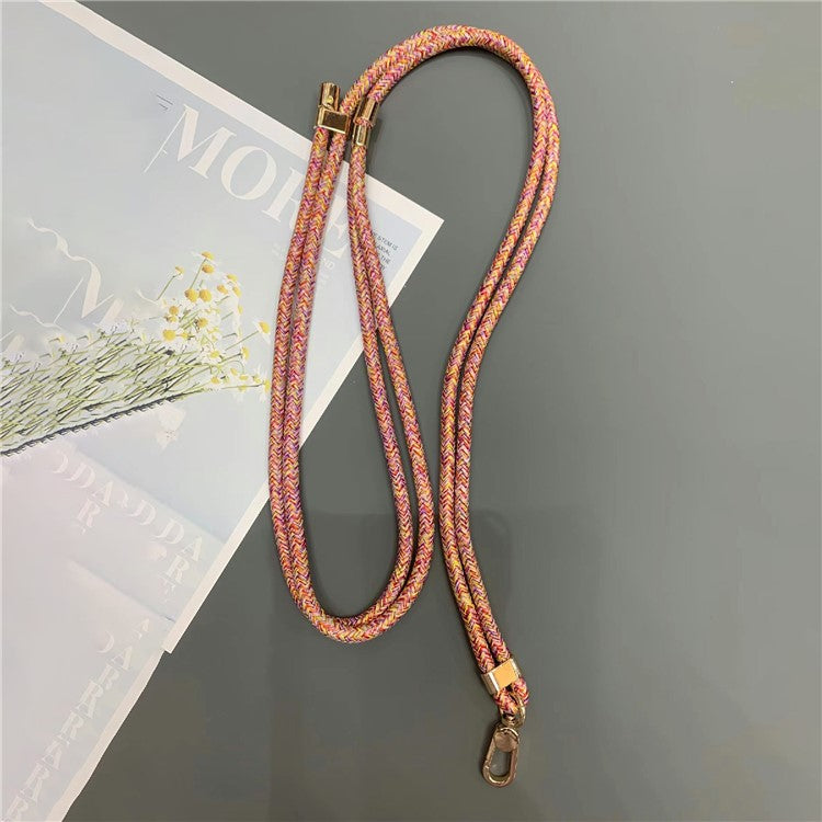 6mm Thick Rope Phone Lanyard Quick-Release Nylon Adjustable Strap with Tether Tab, Total Length: 150cm - Rainbow