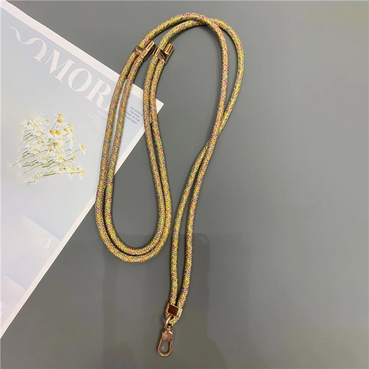 6mm Thick Rope Phone Lanyard Quick-Release Nylon Adjustable Strap with Tether Tab, Total Length: 150cm - Colorful Yellow