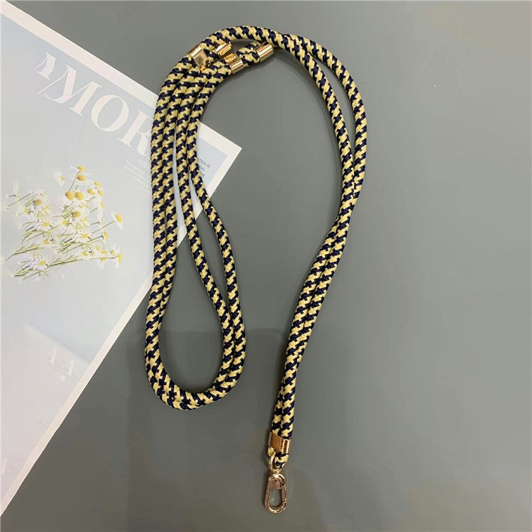 6mm Thick Rope Phone Lanyard Quick-Release Nylon Adjustable Strap with Tether Tab, Total Length: 150cm - Yellow+Black