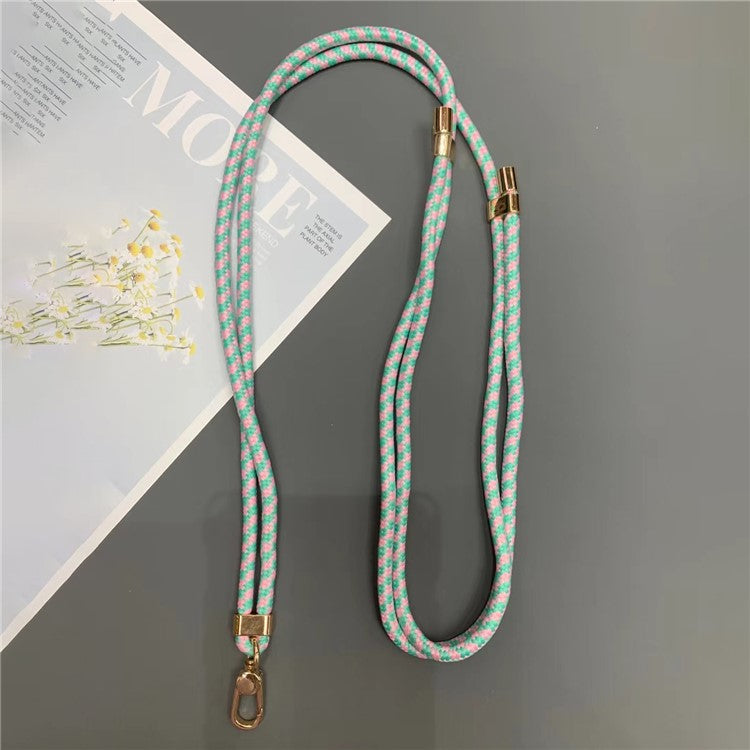 6mm Thick Rope Phone Lanyard Quick-Release Nylon Adjustable Strap with Tether Tab, Total Length: 150cm - Pink+Green