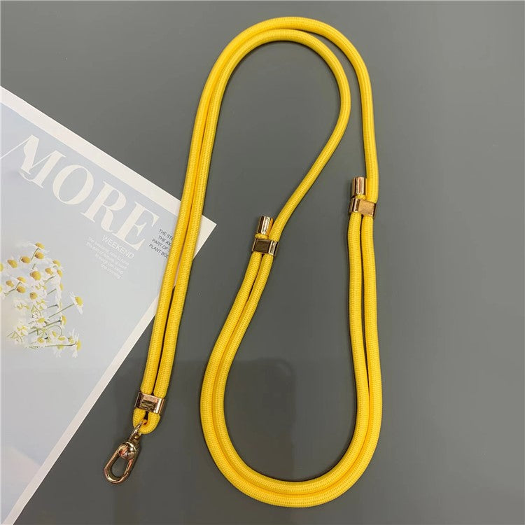 6mm Thick Rope Phone Lanyard Quick-Release Nylon Adjustable Strap with Tether Tab, Total Length: 150cm - Yellow