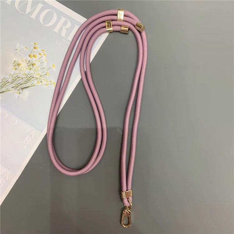 6mm Thick Rope Phone Lanyard Quick-Release Nylon Adjustable Strap with Tether Tab, Total Length: 150cm - Deep Pink