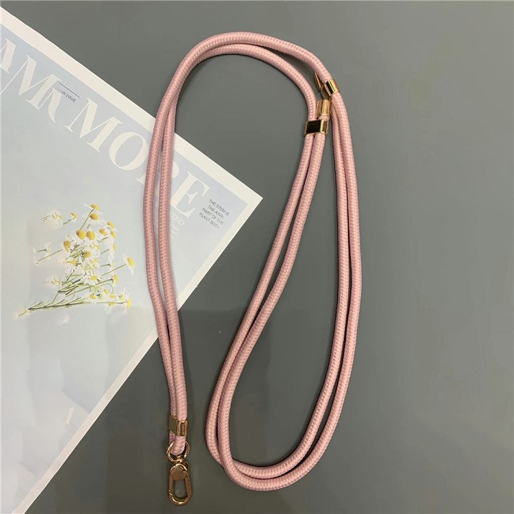 6mm Thick Rope Phone Lanyard Quick-Release Nylon Adjustable Strap with Tether Tab, Total Length: 150cm - Pink