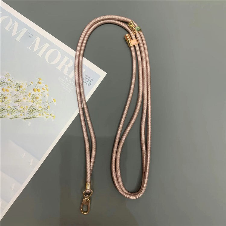 6mm Thick Rope Phone Lanyard Quick-Release Nylon Adjustable Strap with Tether Tab, Total Length: 150cm - Rose Gold