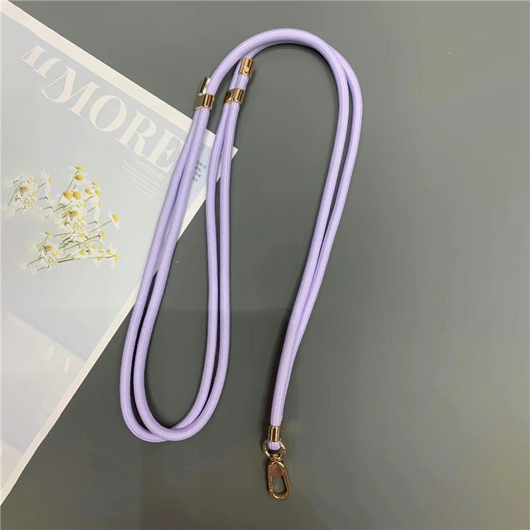 6mm Thick Rope Phone Lanyard Quick-Release Nylon Adjustable Strap with Tether Tab, Total Length: 150cm - Light Purple