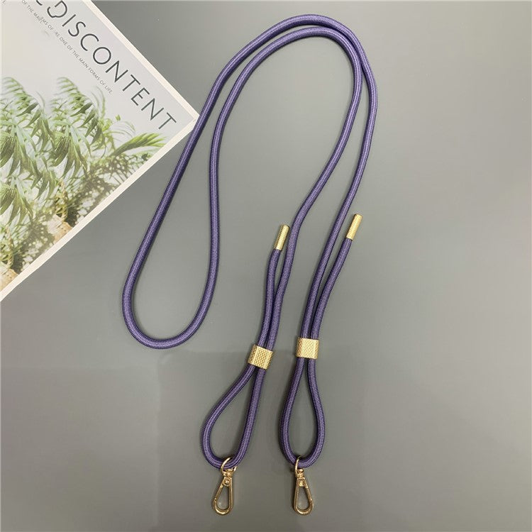 6mm Thick Nylon Phone Lanyard Dual-Side Adjustable Crossbody Strap with Tether Tab, Total Length: 150cm - Purple