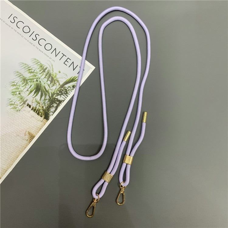 6mm Thick Nylon Phone Lanyard Dual-Side Adjustable Crossbody Strap with Tether Tab, Total Length: 150cm - Light Purple