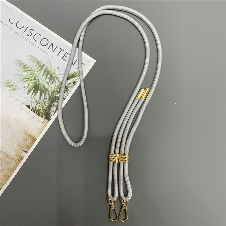 6mm Thick Nylon Phone Lanyard Dual-Side Adjustable Crossbody Strap with Tether Tab, Total Length: 150cm - Grey