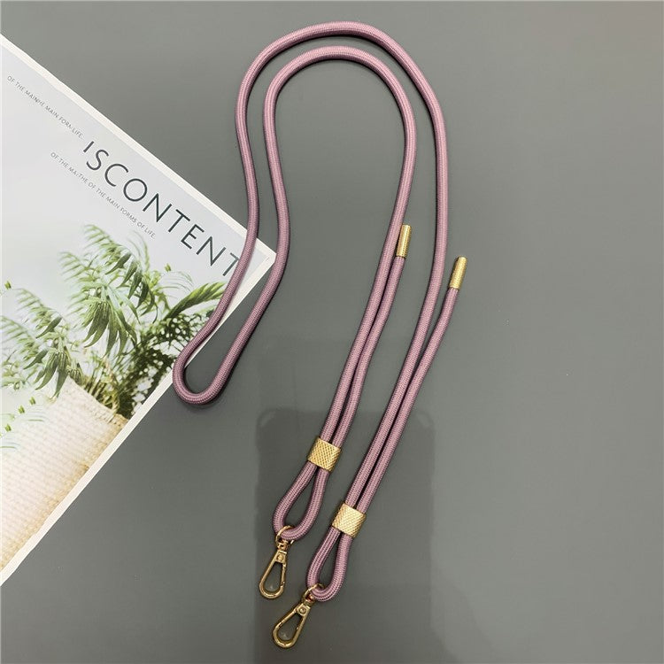 6mm Thick Nylon Phone Lanyard Dual-Side Adjustable Crossbody Strap with Tether Tab, Total Length: 150cm - Deep Pink