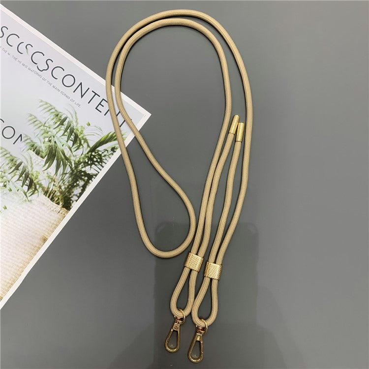 6mm Thick Nylon Phone Lanyard Dual-Side Adjustable Crossbody Strap with Tether Tab, Total Length: 150cm - Khaki