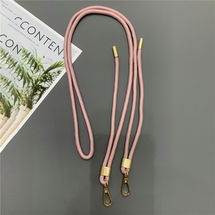 6mm Thick Nylon Phone Lanyard Dual-Side Adjustable Crossbody Strap with Tether Tab, Total Length: 150cm - Pink