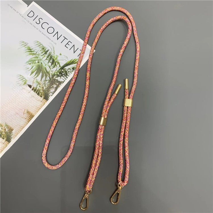 6mm Thick Nylon Phone Lanyard Dual-Side Adjustable Crossbody Strap with Tether Tab, Total Length: 150cm - Rainbow