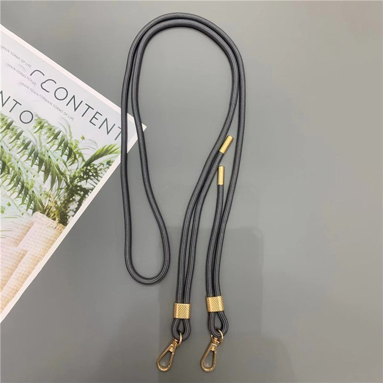 6mm Thick Nylon Phone Lanyard Dual-Side Adjustable Crossbody Strap with Tether Tab, Total Length: 150cm - Dark Grey