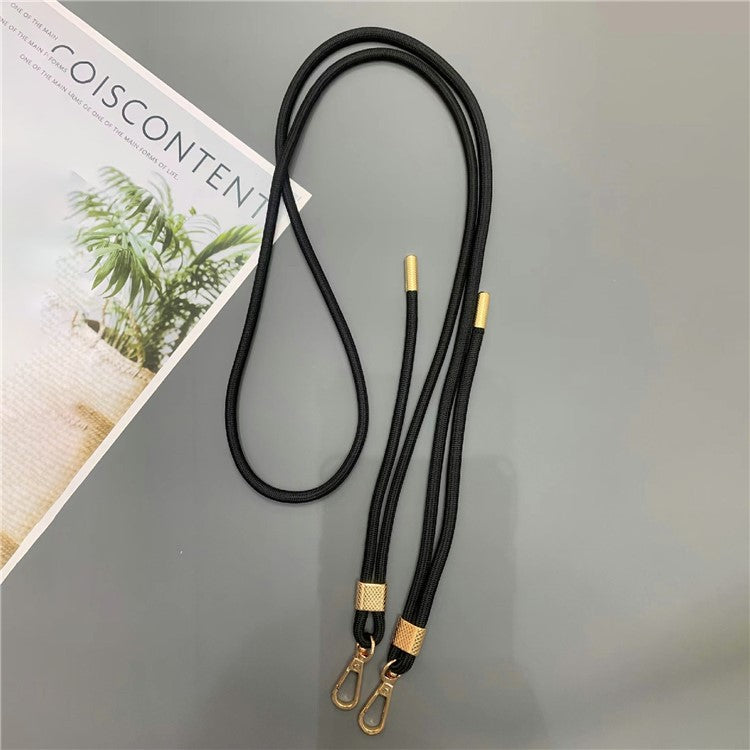 6mm Thick Nylon Phone Lanyard Dual-Side Adjustable Crossbody Strap with Tether Tab, Total Length: 150cm - Black