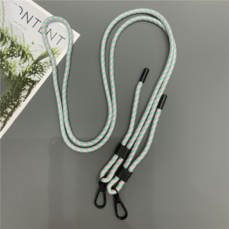 6mm Thick Phone Lanyard Nylon Dual-Side Adjustable Anti-Theft Crossbody Strap with Tether Tab, Total Length: 150cm - Pink+Green