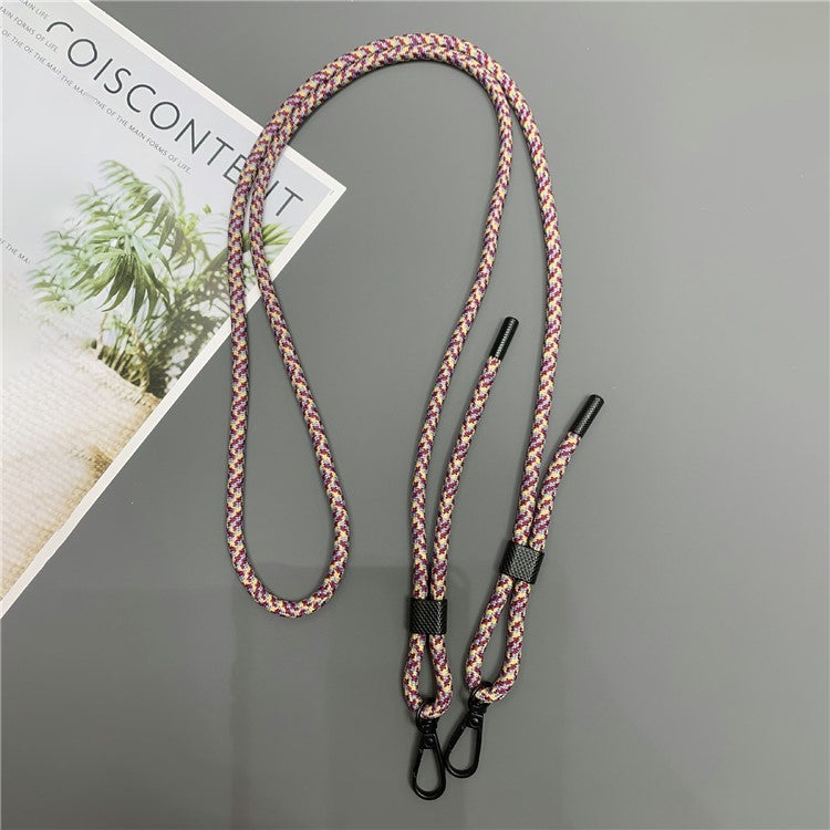 6mm Thick Phone Lanyard Nylon Dual-Side Adjustable Anti-Theft Crossbody Strap with Tether Tab, Total Length: 150cm -  Purple+Yelllow