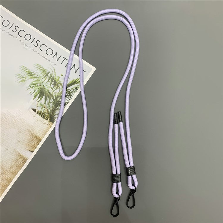 6mm Thick Phone Lanyard Nylon Dual-Side Adjustable Anti-Theft Crossbody Strap with Tether Tab, Total Length: 150cm - Light Purple