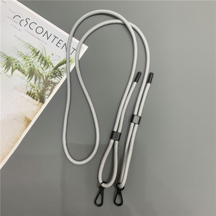 6mm Thick Phone Lanyard Nylon Dual-Side Adjustable Anti-Theft Crossbody Strap with Tether Tab, Total Length: 150cm - Grey