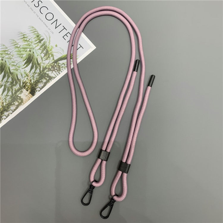 6mm Thick Phone Lanyard Nylon Dual-Side Adjustable Anti-Theft Crossbody Strap with Tether Tab, Total Length: 150cm - Deep Pink