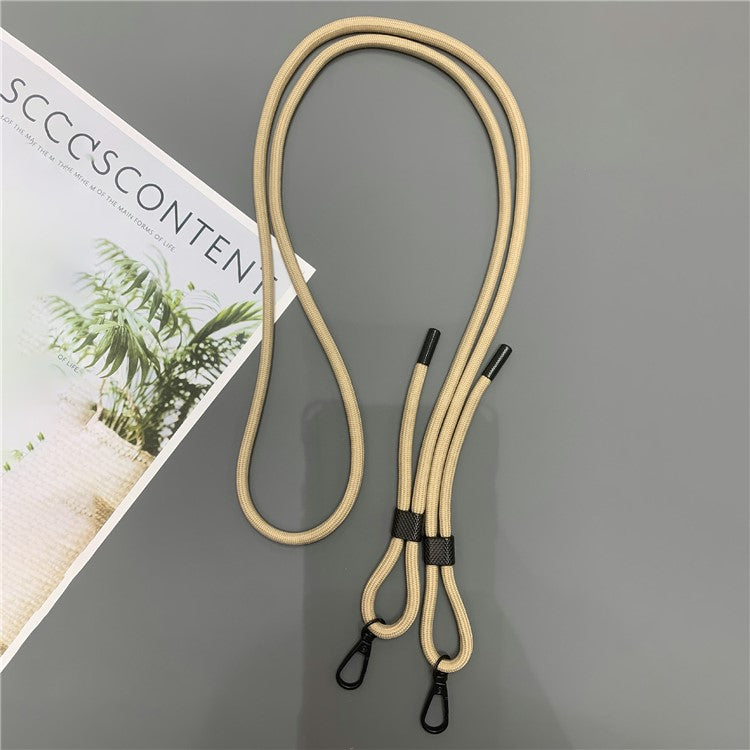 6mm Thick Phone Lanyard Nylon Dual-Side Adjustable Anti-Theft Crossbody Strap with Tether Tab, Total Length: 150cm - Khaki