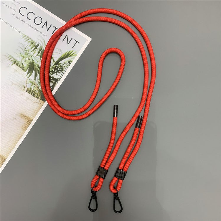 6mm Thick Phone Lanyard Nylon Dual-Side Adjustable Anti-Theft Crossbody Strap with Tether Tab, Total Length: 150cm - Red