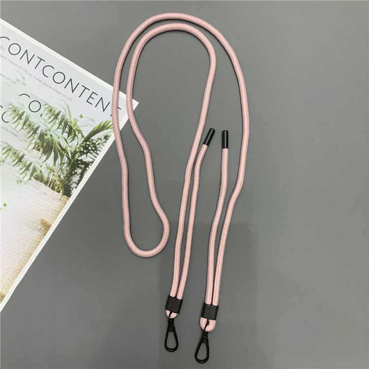 6mm Thick Phone Lanyard Nylon Dual-Side Adjustable Anti-Theft Crossbody Strap with Tether Tab, Total Length: 150cm - Pink