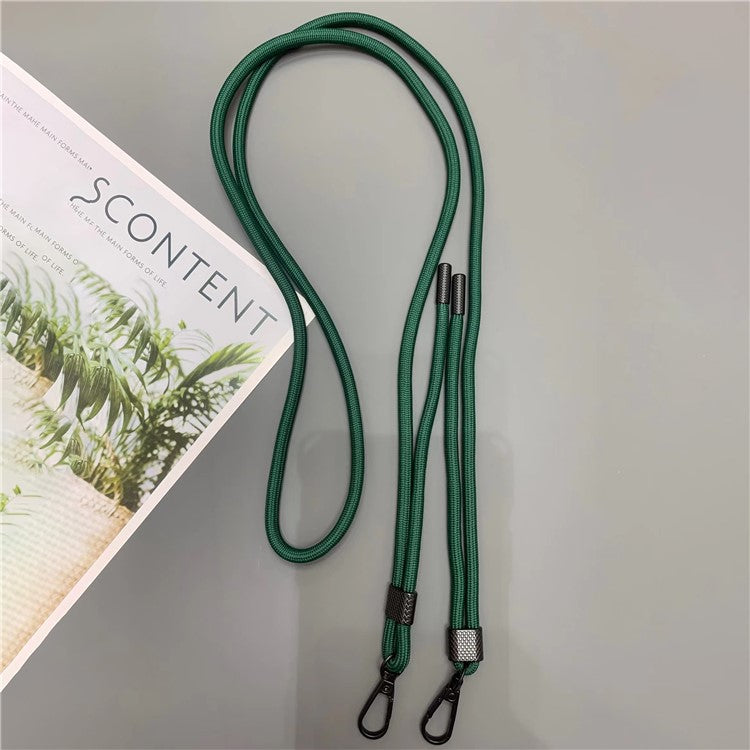 6mm Thick Phone Lanyard Nylon Dual-Side Adjustable Anti-Theft Crossbody Strap with Tether Tab, Total Length: 150cm - Blackish Green