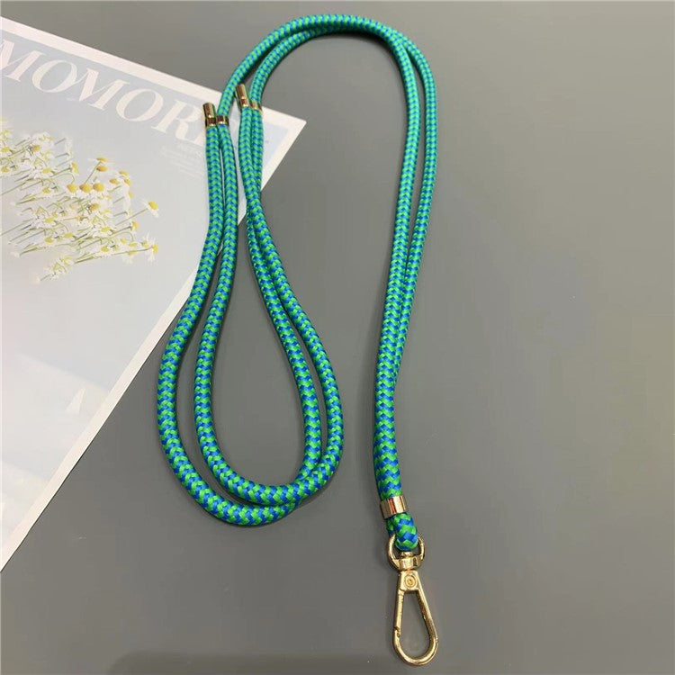 Phone Lanyard 6mm Thick Adjustable Nylon Neck Strap with Gold Clasp, Tether Tab, Total Length: 150cm - Dark Green