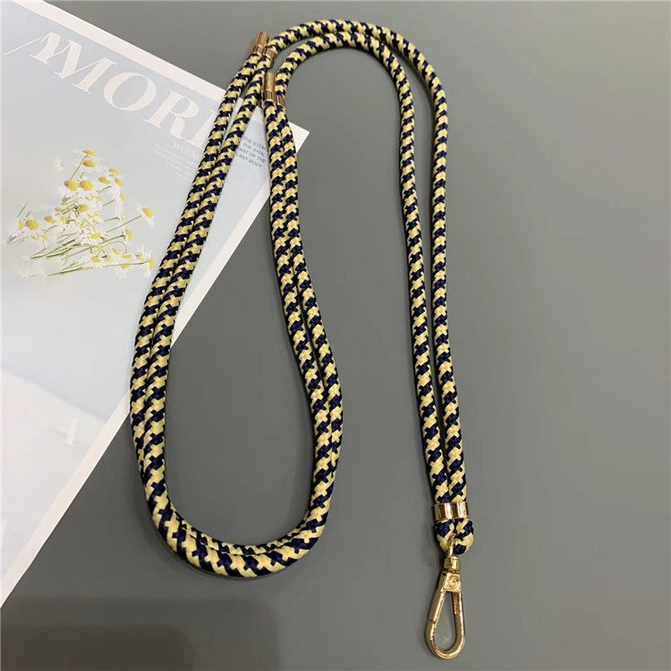 Phone Lanyard 6mm Thick Adjustable Nylon Neck Strap with Gold Clasp, Tether Tab, Total Length: 150cm - Yellow+Black