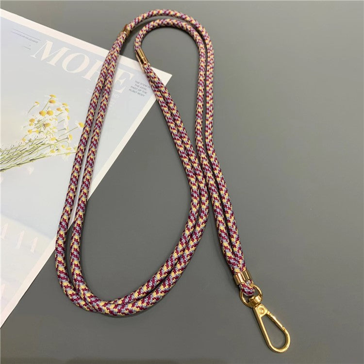 Phone Lanyard 6mm Thick Adjustable Nylon Neck Strap with Gold Clasp, Tether Tab, Total Length: 150cm - Purple+Yelllow